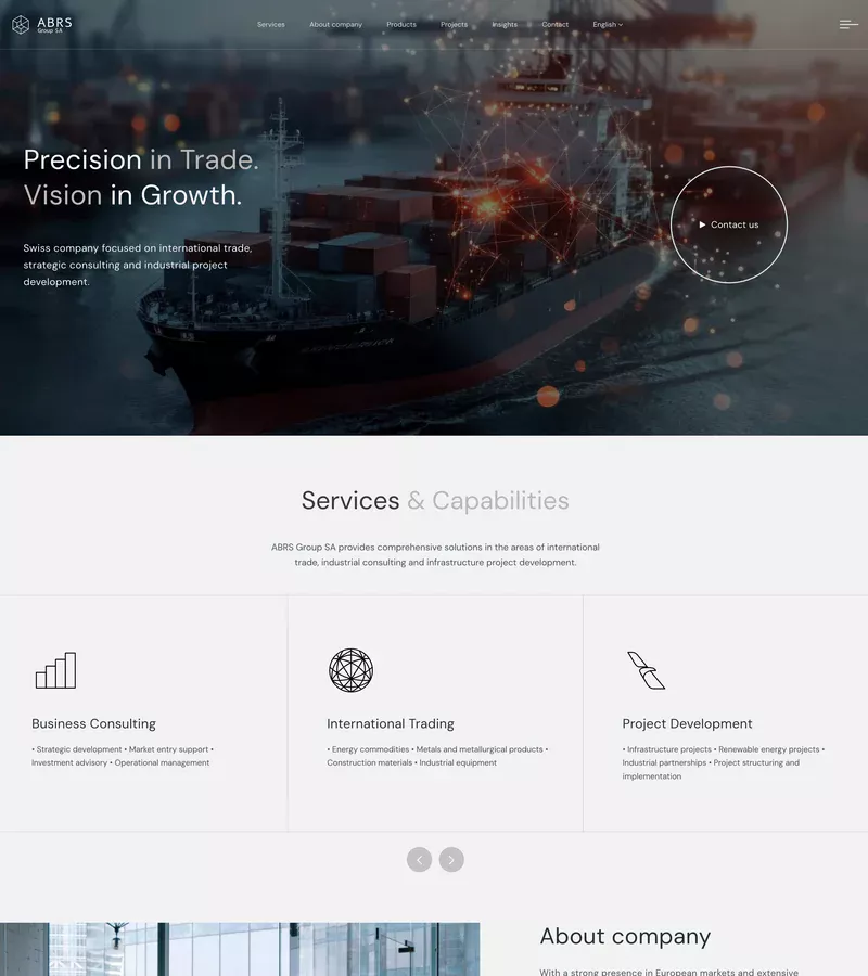 Website screenshot for ABRS Group