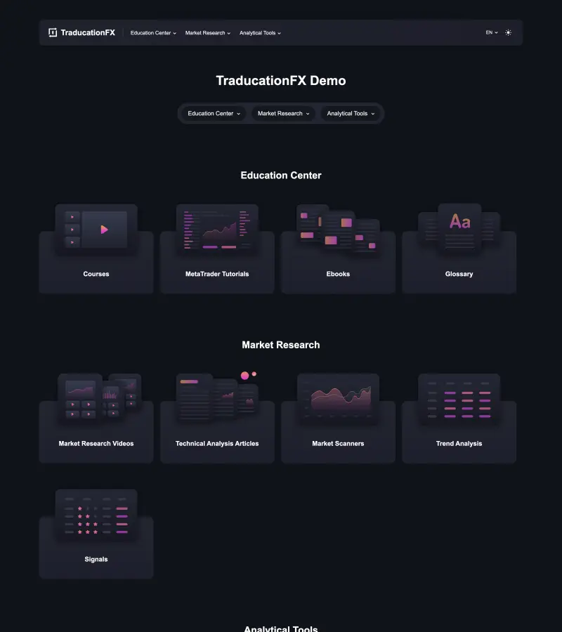 Website screenshot for TraducationFX